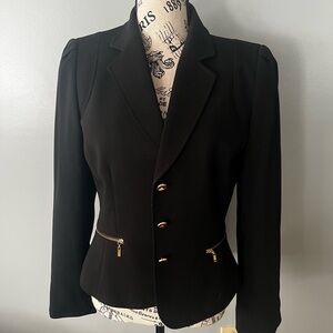 Tahari Black Blazer with Gold Hardware